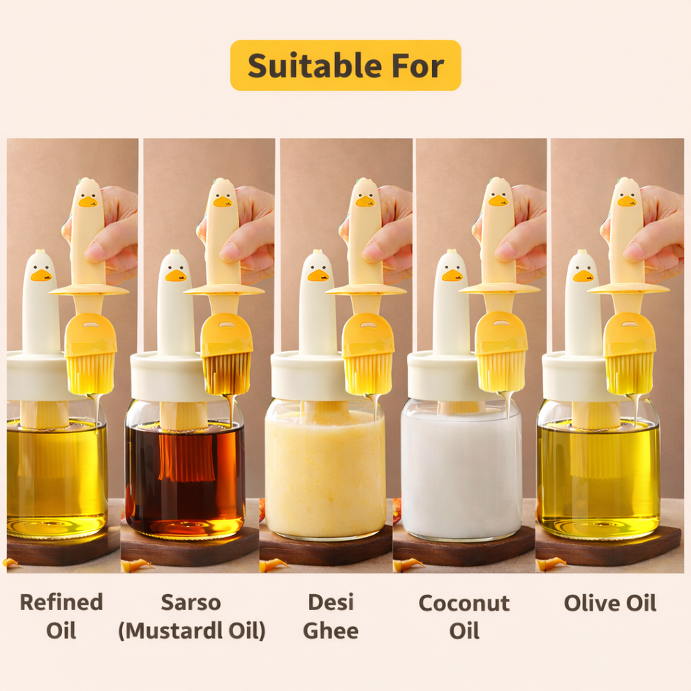 Cute Duck Oil Dispenser with Silicone Brush – Buy 1 Get 1 Free - Image 2