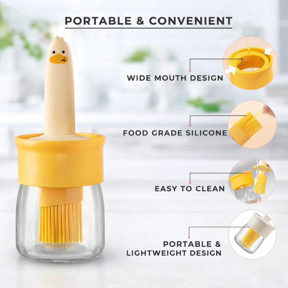 Cute Duck Oil Dispenser with Silicone Brush – Buy 1 Get 1 Free - Image 3